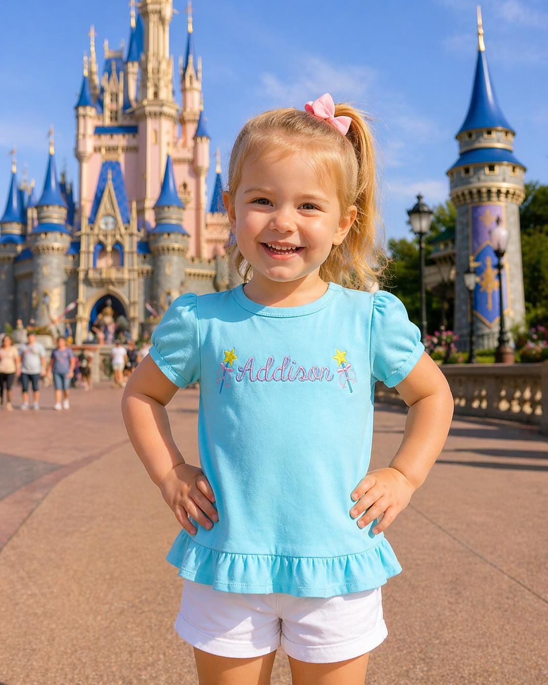 Personalized Toddler Girl Ruffle Shirt | Embroidered Star Wand Name Tee