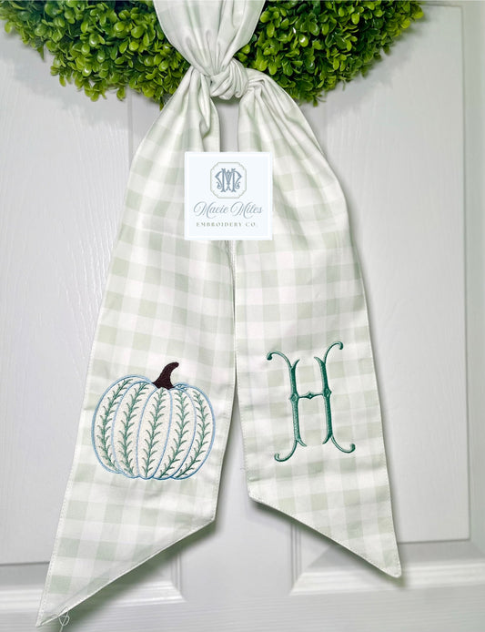 Grandmillennial Pumpkin Wreath Sash