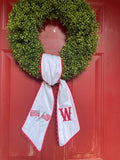 Embroidered Wreath Sash | Patriotic Cotton Door Decor, Monogram Initial