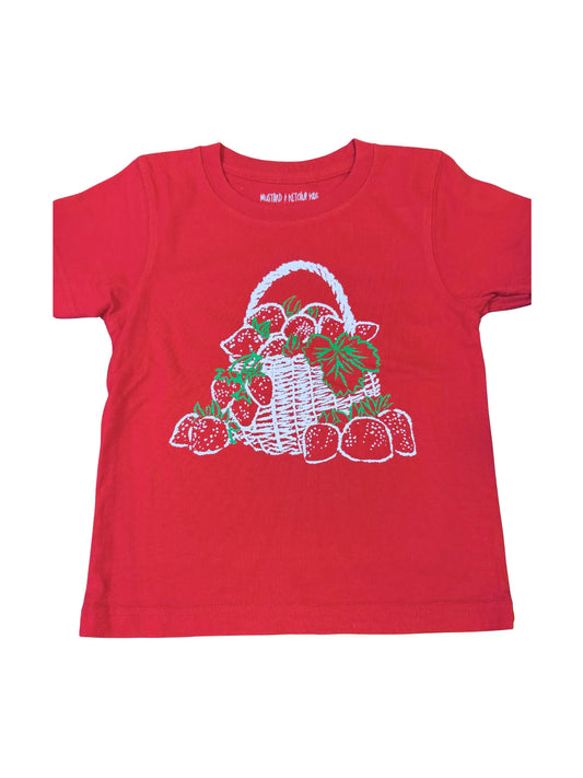 Short-Sleeve Red Strawberry Basket T-Shirt